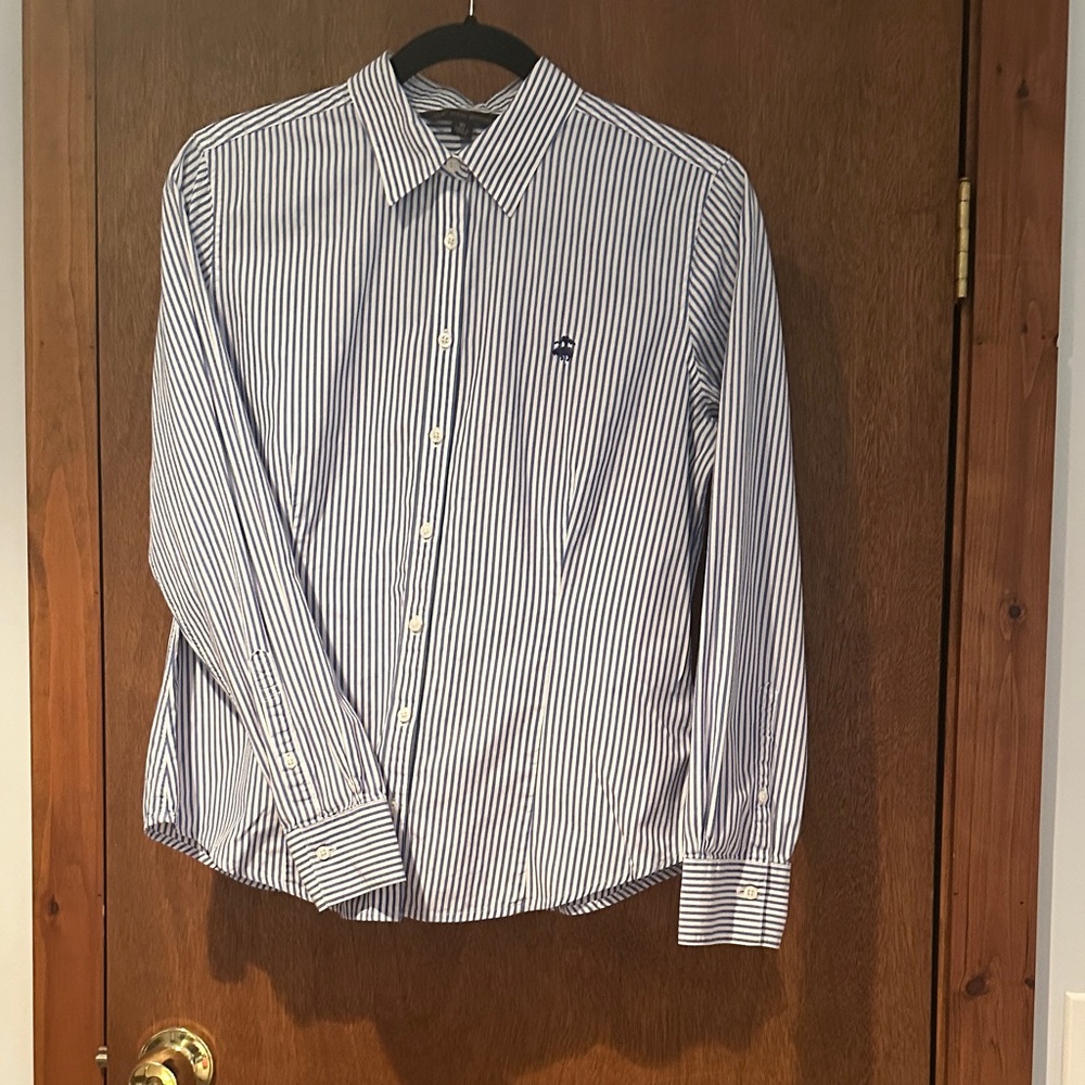 Brooks Brothers Navy and White Striped Kids Button Down Shirt
